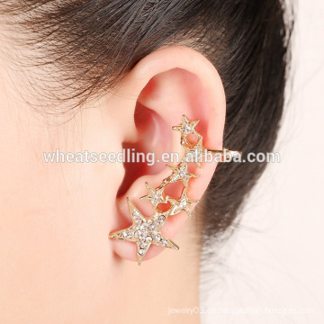 Caliente China fábrica de moda de la joyería forma de la estrella del oído clips stud pendiente